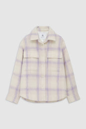 ANINE BING Phoebe Jacket- Lavender And Cream Check - Front View