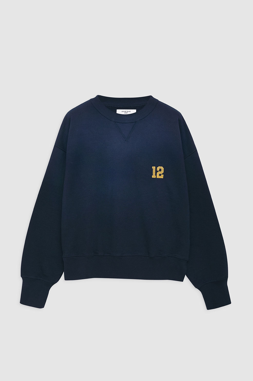 ANINE BING Rod Sweatshirt League - Washed Navy - Front View