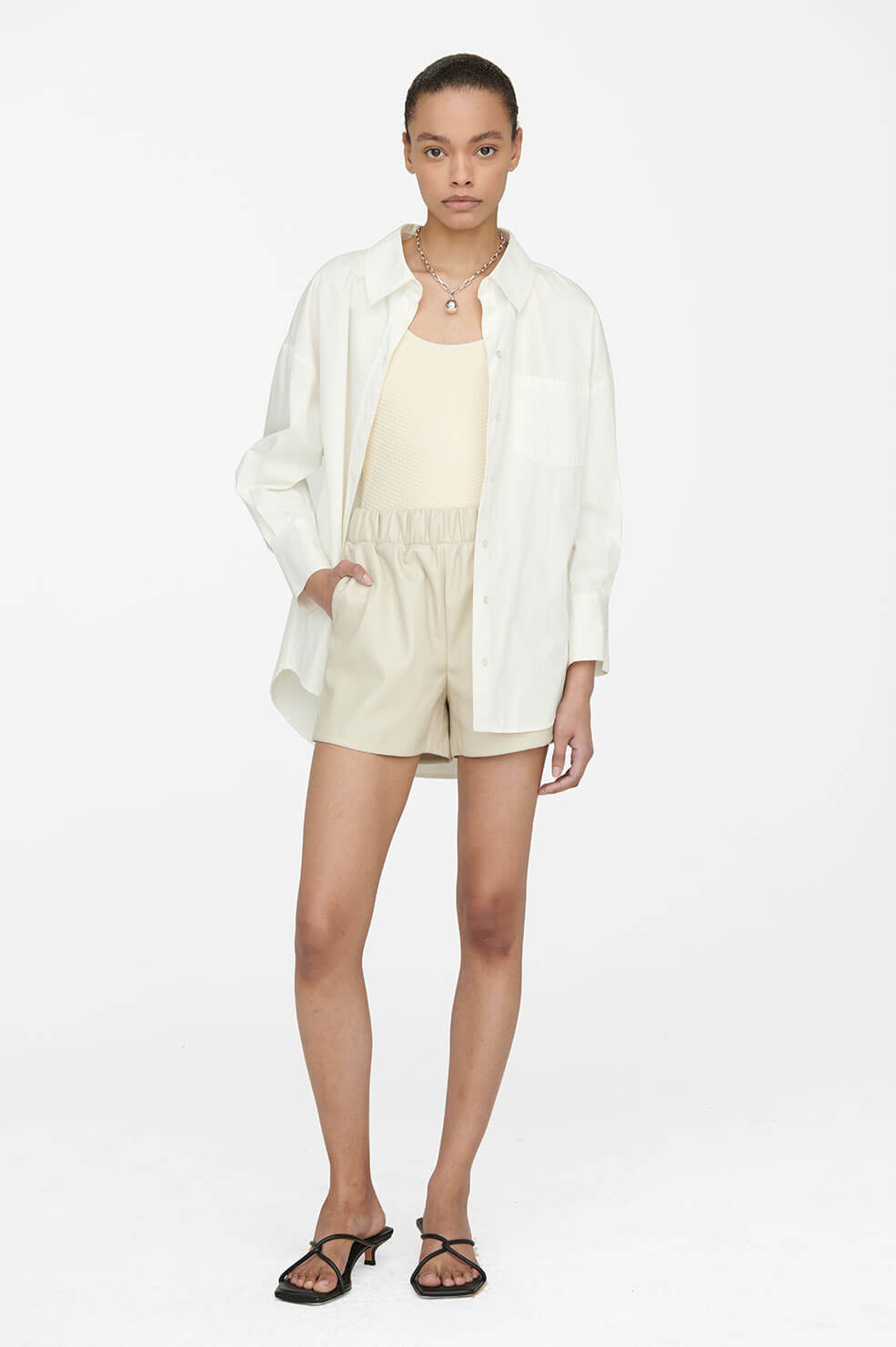 ANINE BING Sofia Short - Stone - On Model Front