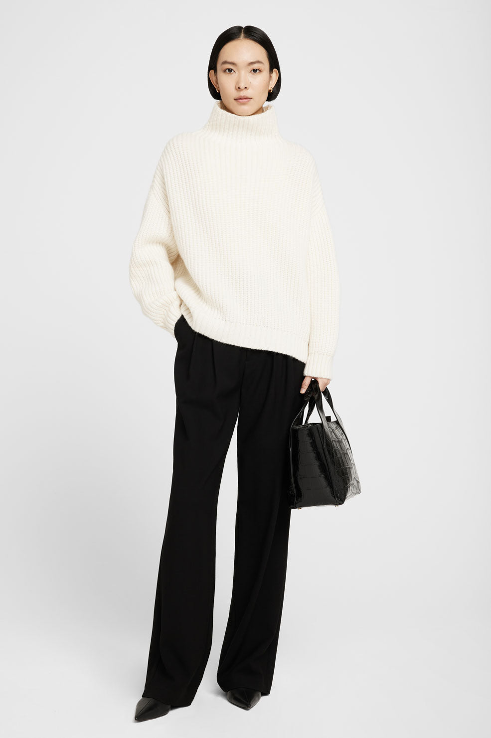 ANINE BING Sydney Sweater - Cream - On Model Front
