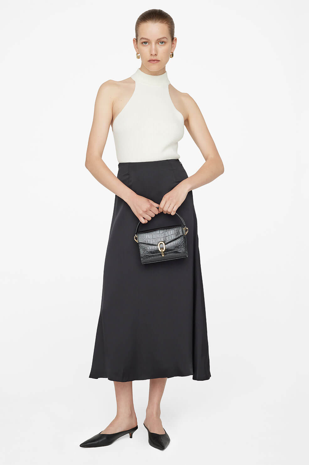 ANINE BING Verne Skirt - Black - On Model Front