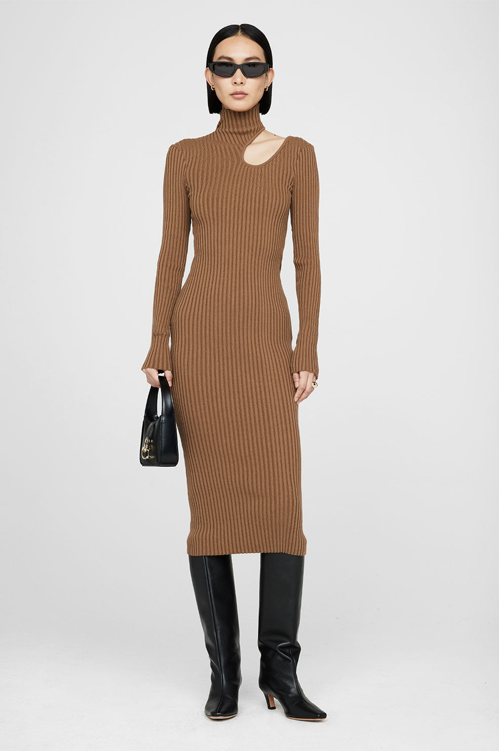 ANINE BING Victoria Dress - Camel - On Model Front