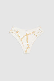 ANINE BING Viv Bikini Bottom - Cream And Tan Link Print - Front View