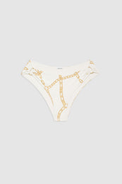 ANINE BING Viv Bikini Bottom - Cream And Tan Link Print - Front View