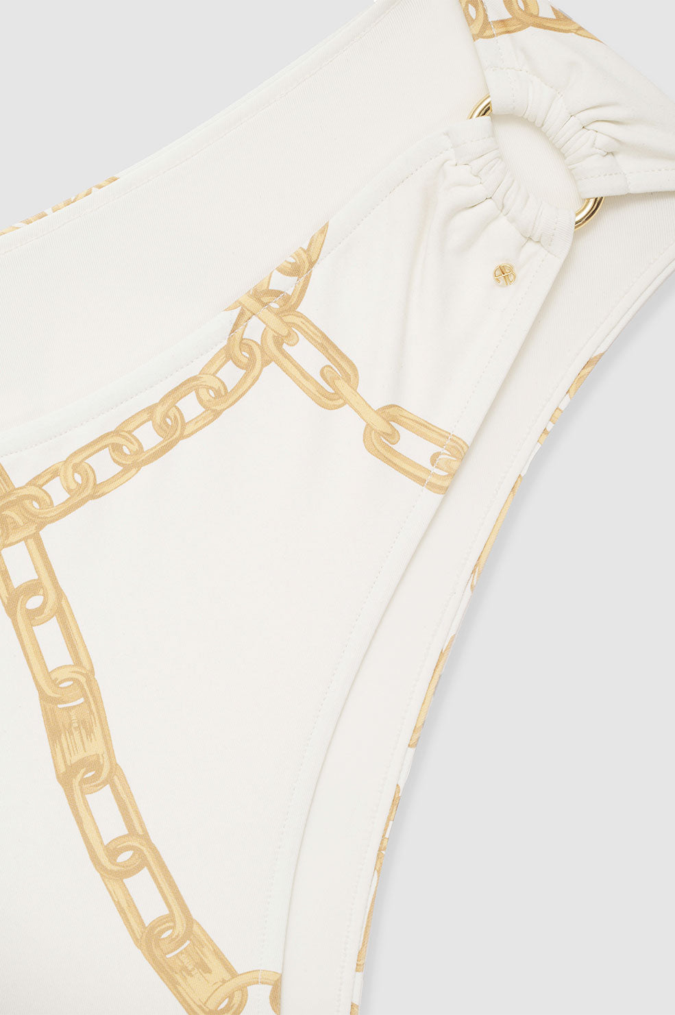 ANINE BING Viv Bikini Bottom - Cream And Tan Link Print - Detail View
