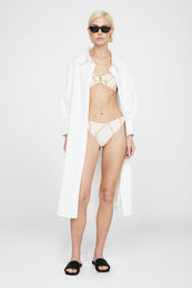 ANINE BING Viv Bikini Bottom - Cream And Tan Link Print - On Model Front
