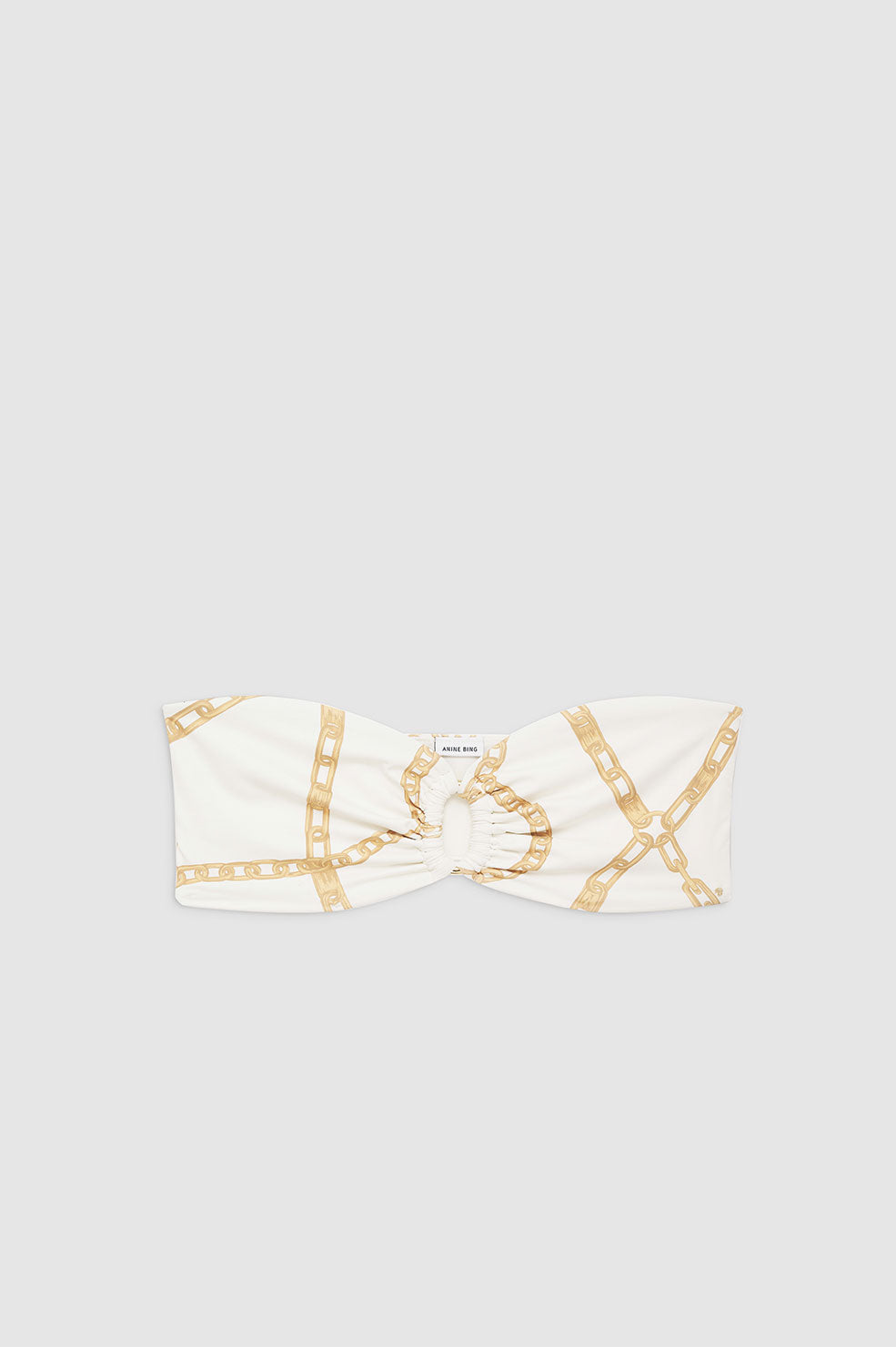 ANINE BING Viv Bikini Bottom - Cream And Tan Link Print - Front View