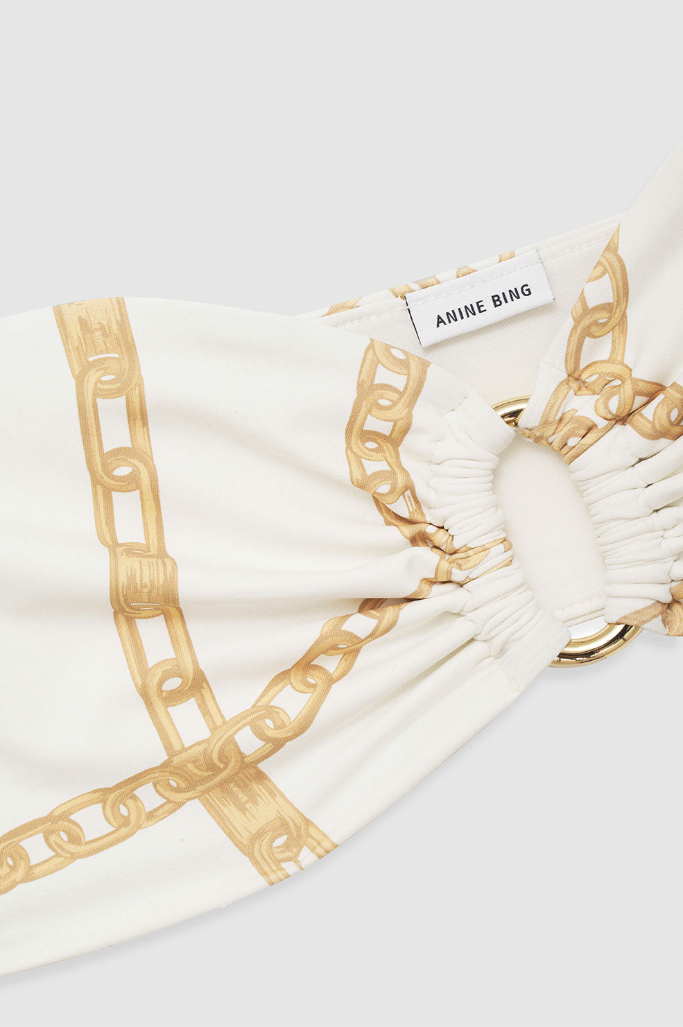 ANINE BING Viv Bikini Bottom - Cream And Tan Link Print - Detail View
