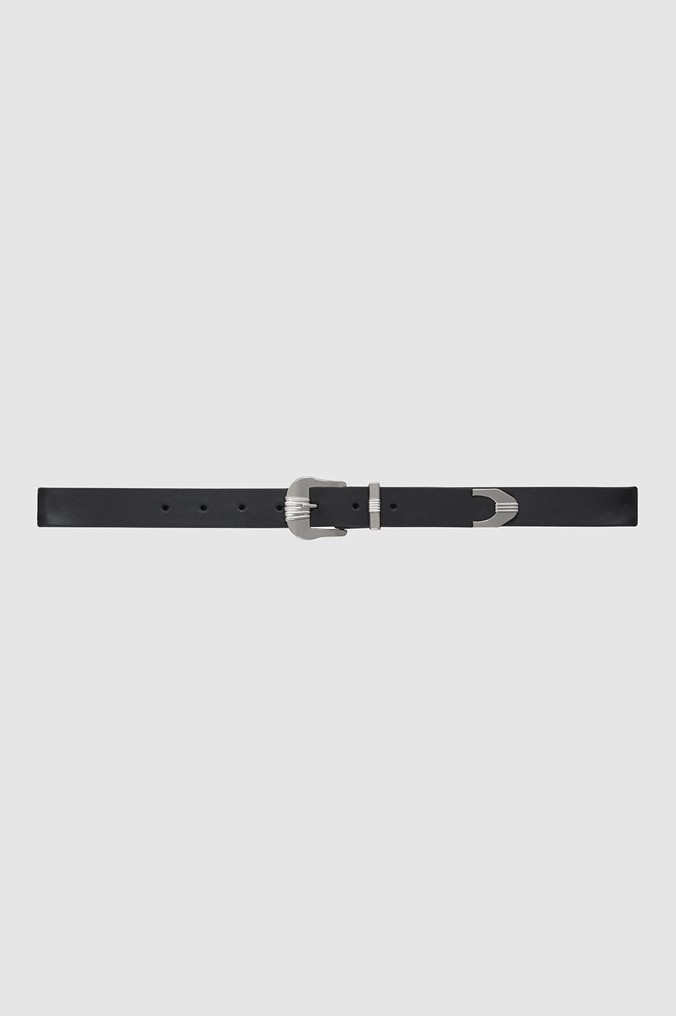ANINE BING Waylon Belt - Black And Silver - Full Front View