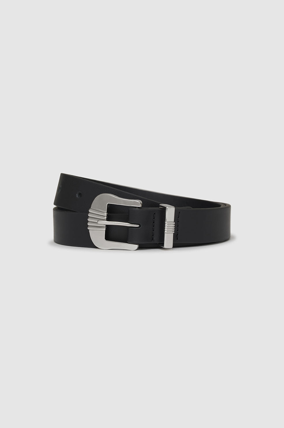 ANINE BING Waylon Belt - Black And Silver - Wrapped View