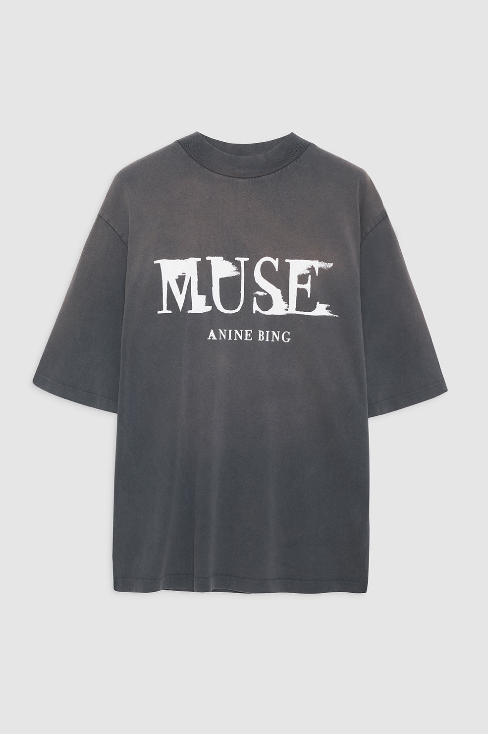 ANINE BING Wes Tee Painted Muse - Washed Faded Black - Front View
