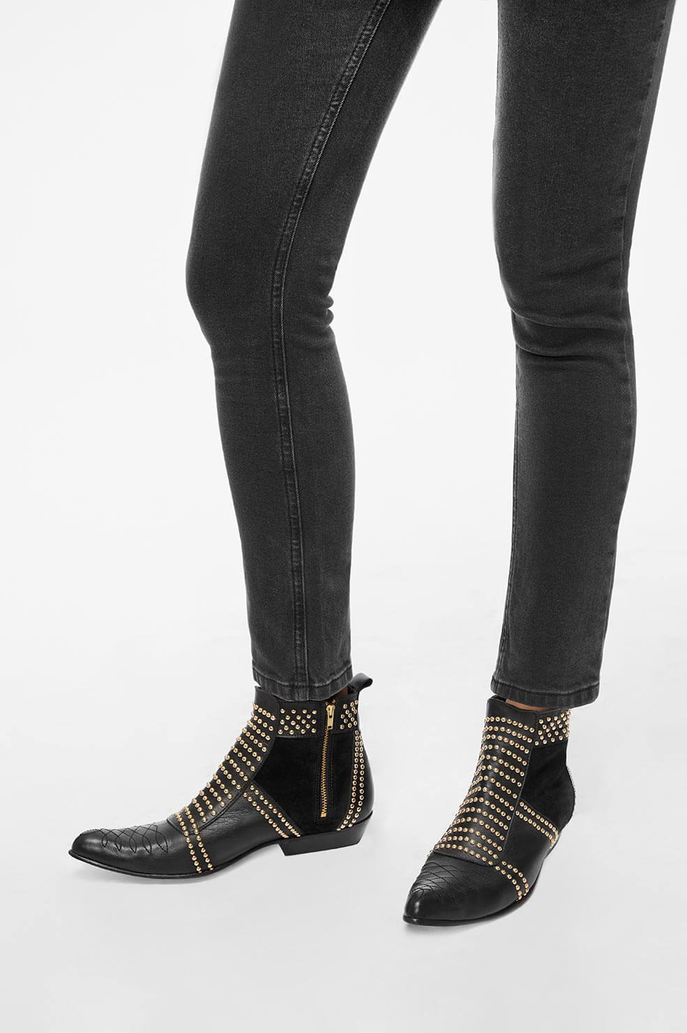 ANINE BING Charlie Boots with Gold Studs