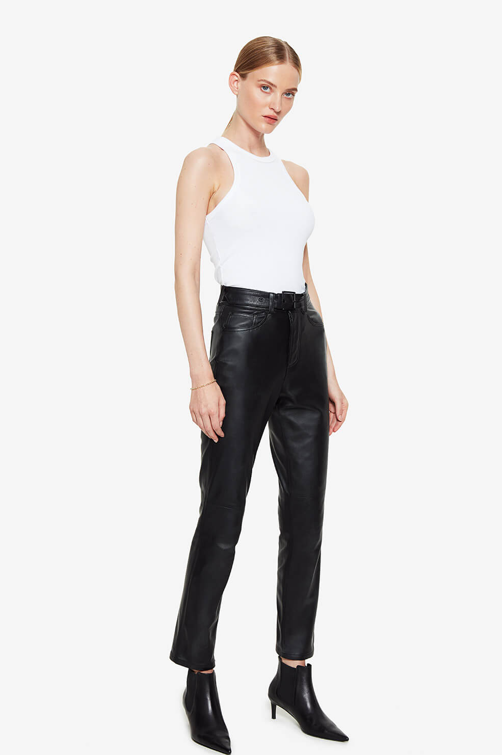 ANINE BING Connor Leather Pants - Black