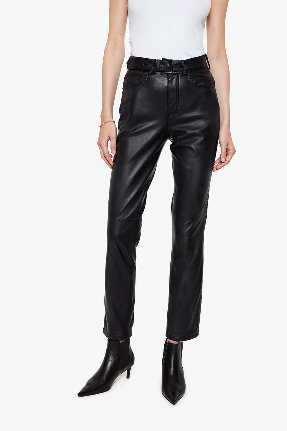 ANINE BING Connor Leather Pants - Black
