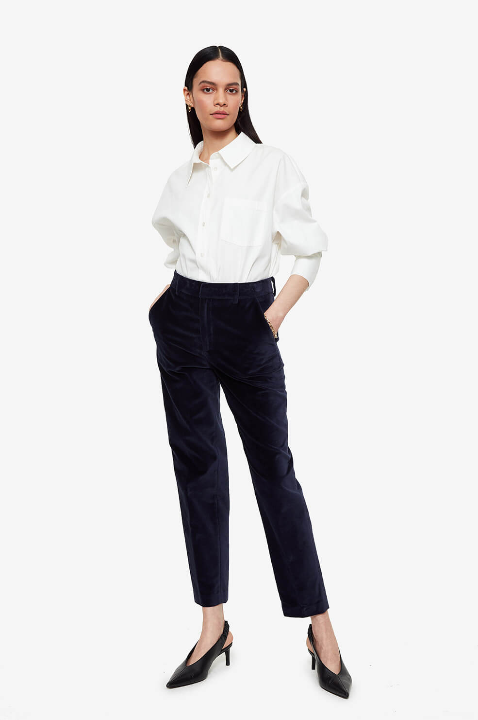 ANINE BING Ella Velvet Trousers - Ink