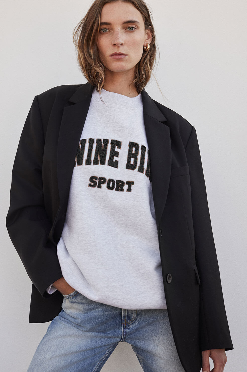 ANINE BING Tyler Sweatshirt - Heather Grey With Black